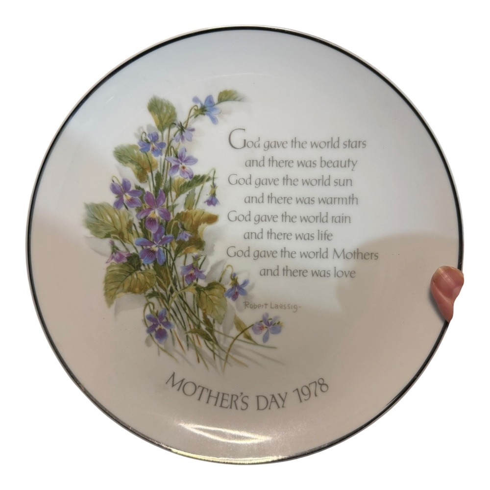 Vintage American Greetings Mother's Day 1978 Plate Robert Laessig Porcelain 8in